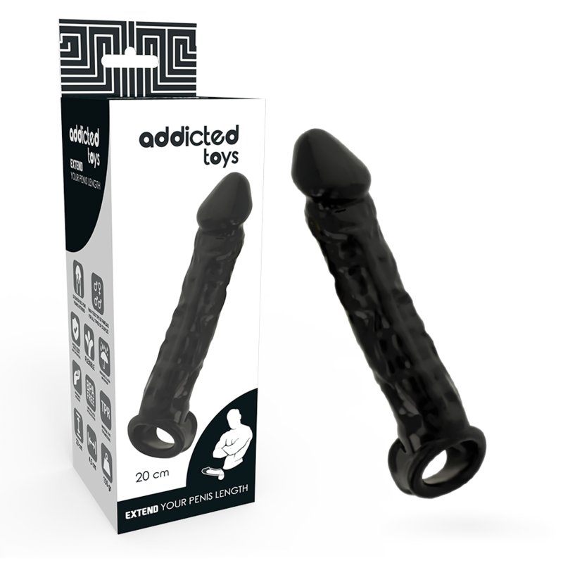 Funda Extensora de Pene ADDICTED TOYS - 20 cm Negro