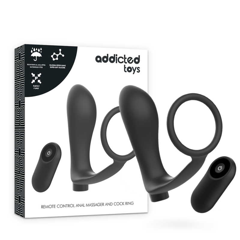 Anillo Peneano con Plug Anal y Mando a Distancia Recargable - Addicted Toys
