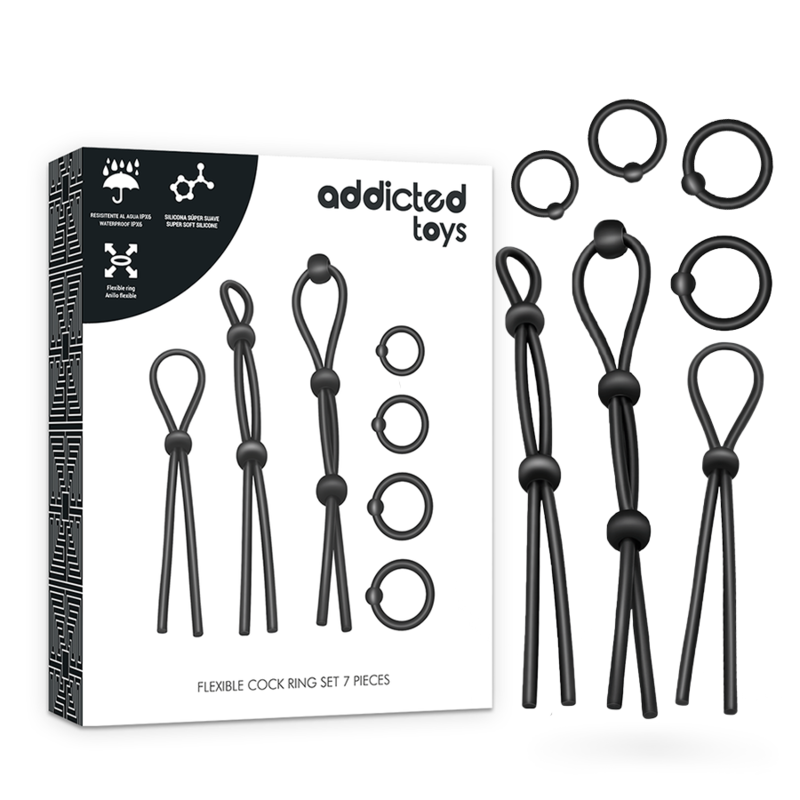 Set de 7 Anillos Penianos de Silicona Flexible ADDICTED TOYS