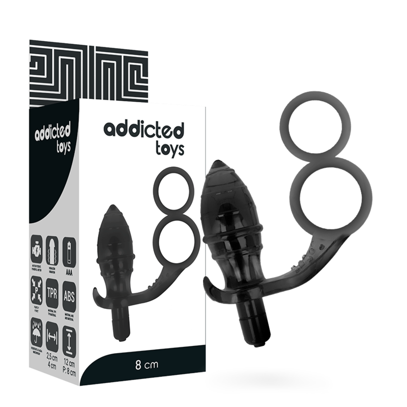 Plug Anal con Anilla Doble Negro - Addicted Toys