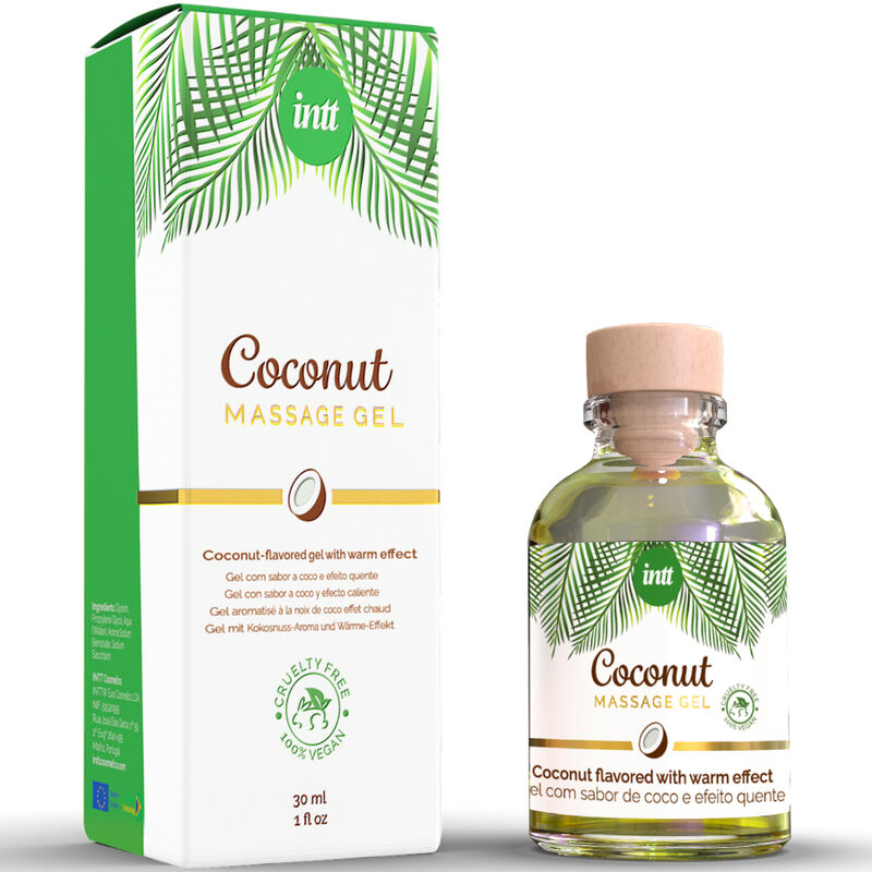 Gel de Masaje Vegano INTT con Sabor Coco y Efecto Calor