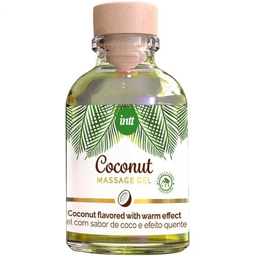 Gel de Masaje Vegano INTT con Sabor Coco y Efecto Calor