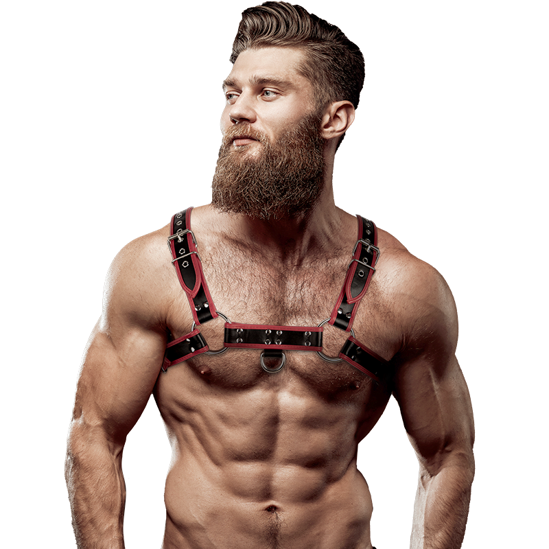 Fetish Submissive Attitude - Arnés de Pecho Eco-Cuero Hombre Negro/Rojo