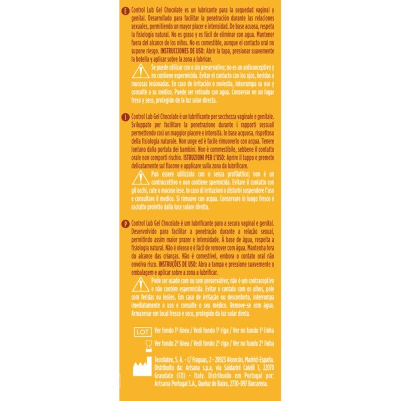 Control Lube Gel Chocolate - Lubricante con Sabor 75 ml