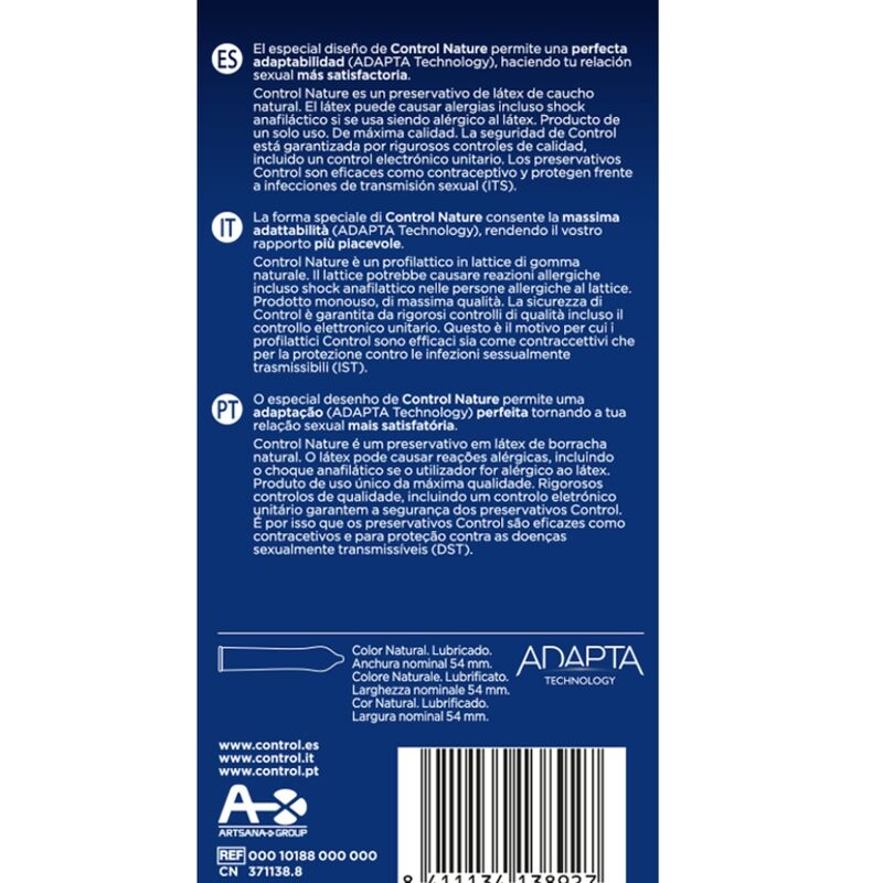 Control Adapta Nature Preservativos 6 Unidades - Látex Natural