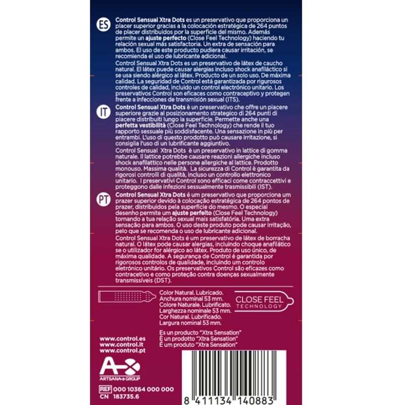 Control Xtra Dots 12 Unidades - Preservativos con Relieve Intenso