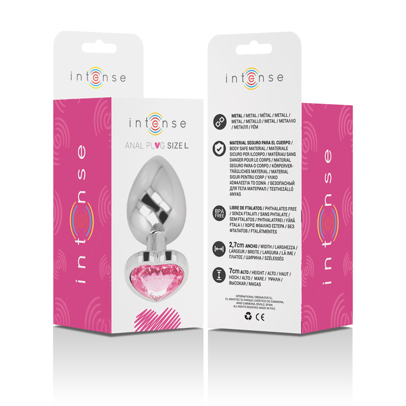 Intense Plug Anal Metal Aluminio Corazón Rosa Tamaño L
