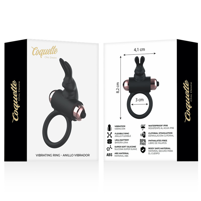Coquette Chic Desire - Anillo Vibrador Negro y Oro