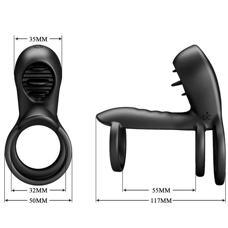 Pretty Love Jammy Penis Sheath - 12 Vibraciones con Lengua de Silicona Recargable
