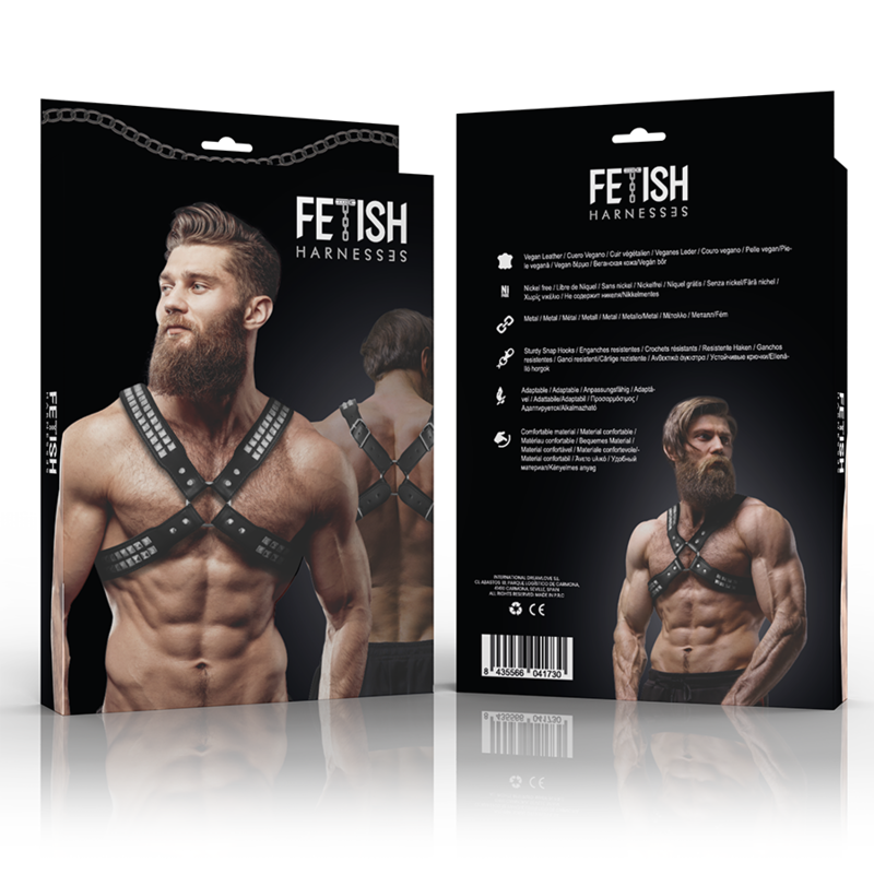 Harness Eco-Cuero Cruzado para Hombre con Remaches - Talla Única