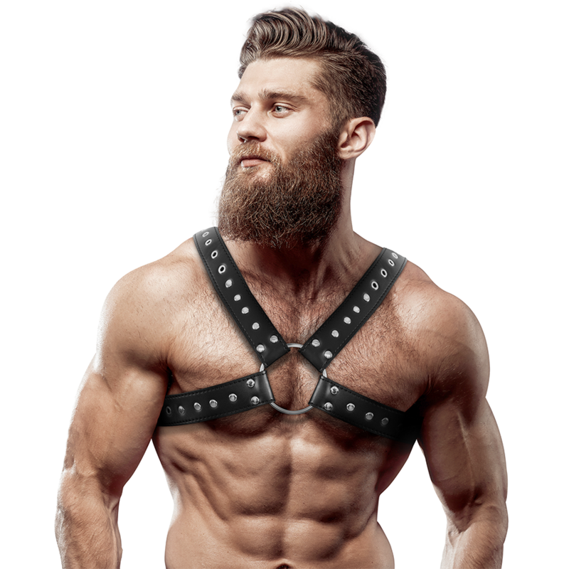 Arnés de Pecho Cruzado Eco-Leather con Tachuelas - Fetish Submissive Attitude