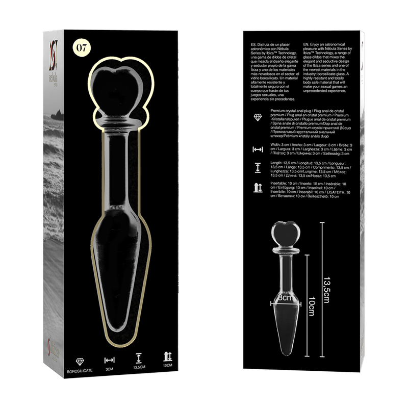 Nebula Series Model 7 - Plug Anal Vidrio Borosilicato Transparente 13.5 cm