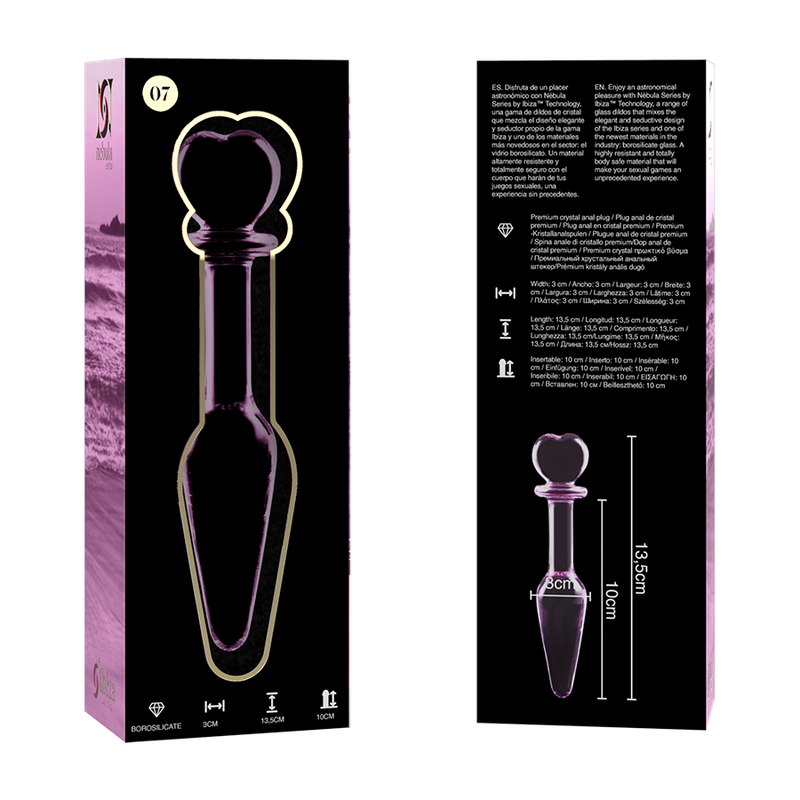 Nebula Series Model 7 - Plug Anal Vidrio Borosilicato Rosa 13.5 cm