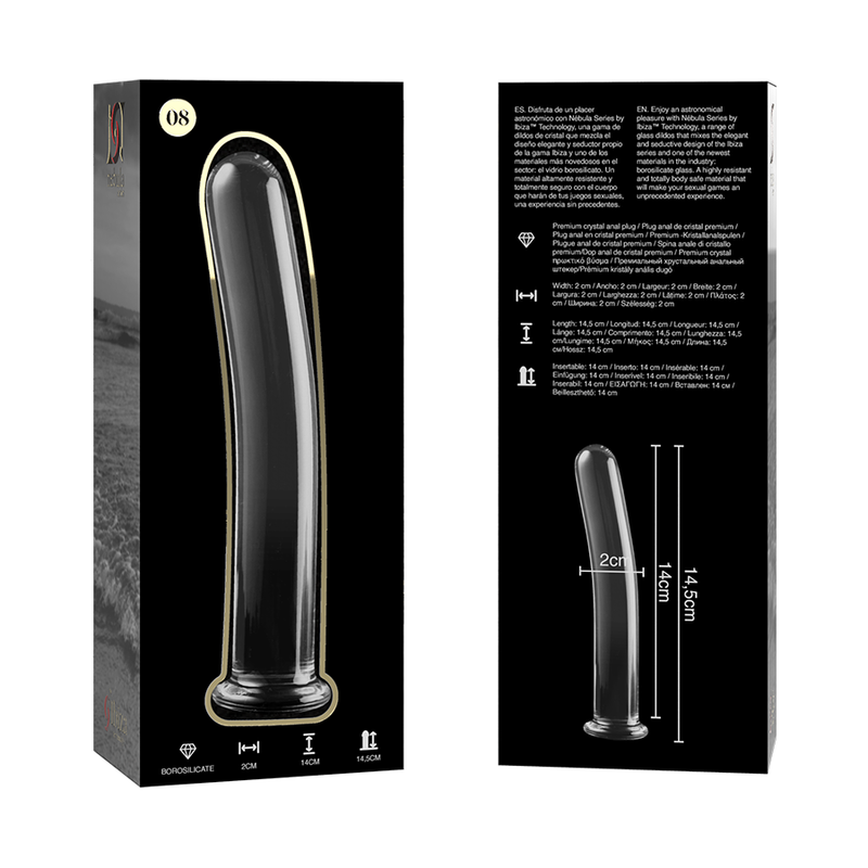 Nebula Series by Ibiza Model 8 - Dildo de Cristal Borosilicato Transparente 14.5 cm