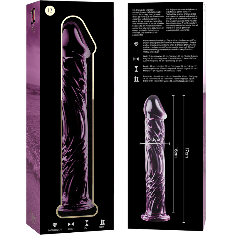 Nebula Series by Ibiza Model 12 - Dildo de Cristal Borosilicato Rosa 17 cm