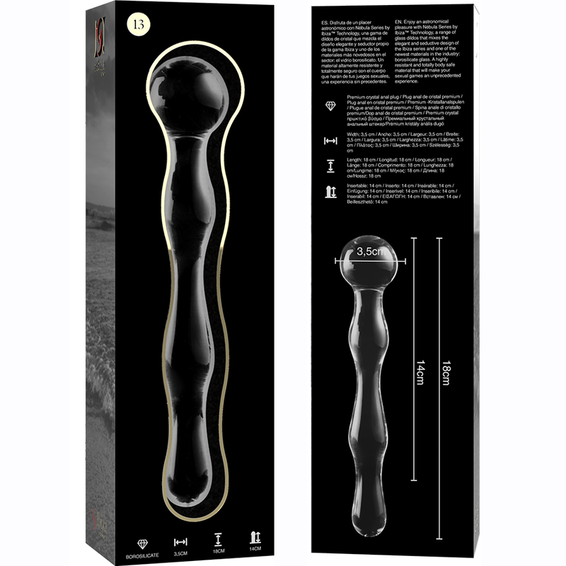 Nebula Series by Ibiza Model 13 - Dildo de Cristal Borosilicato Transparente 18 cm