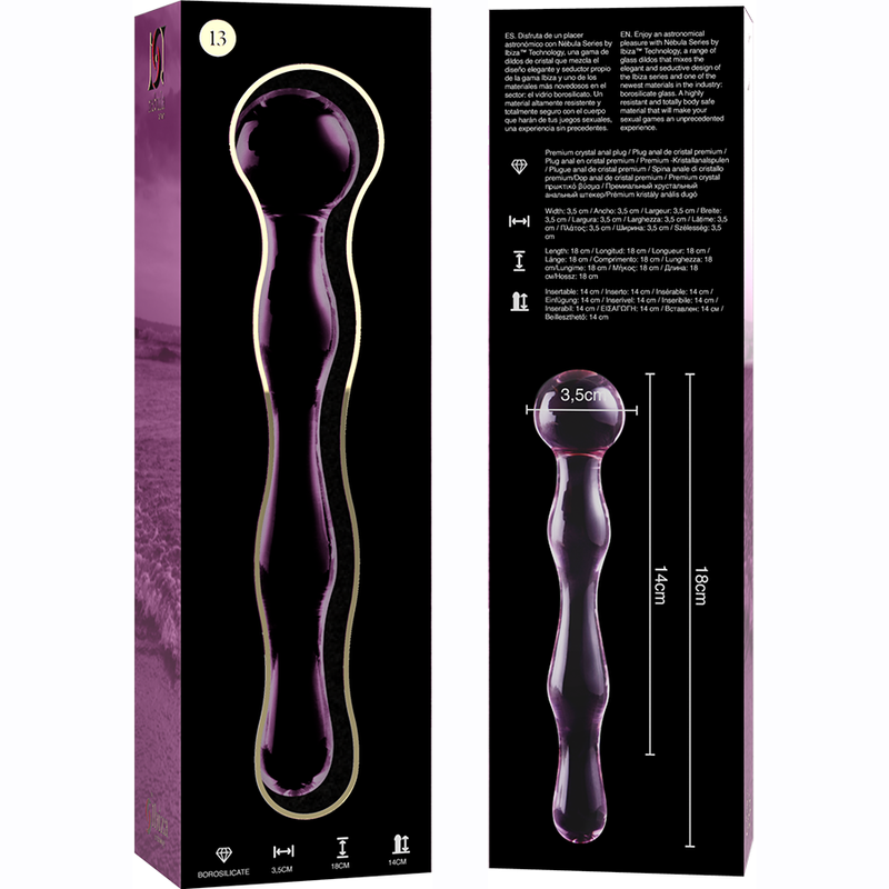 Nebula Series by Ibiza - Dildo de Cristal Borosilicato Rosa 18 cm