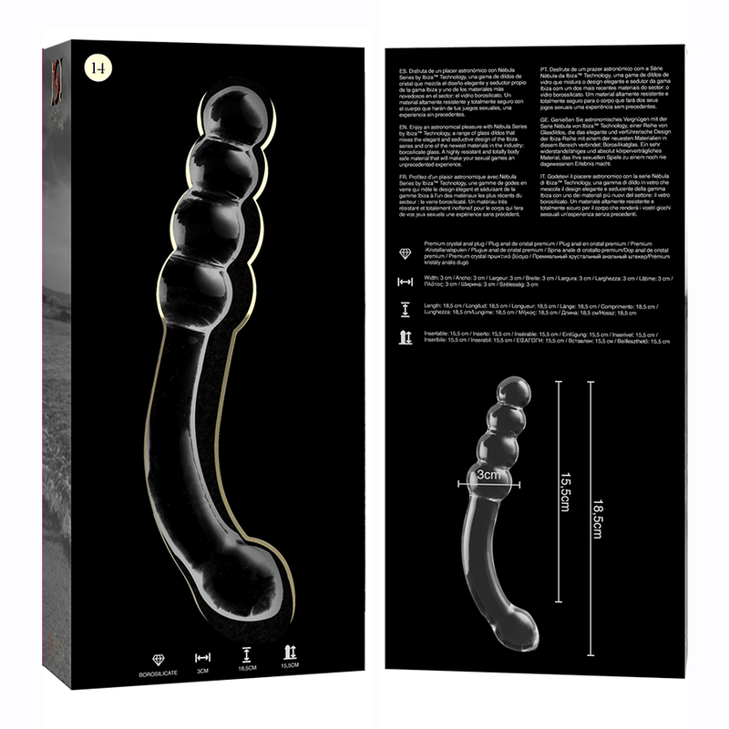 Nebula Series by Ibiza - Dildo de Cristal Borosilicato Transparente 18.5 cm
