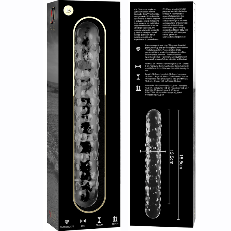 Nebula Series by Ibiza Model 15 - Dildo de Cristal Borosilicato Transparente 18.5 cm