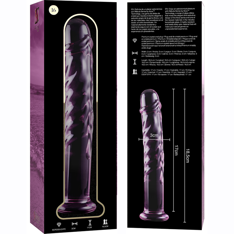 Nebula Series by Ibiza Model 16 - Dildo de Cristal Borosilicato Rosa 18.5 cm