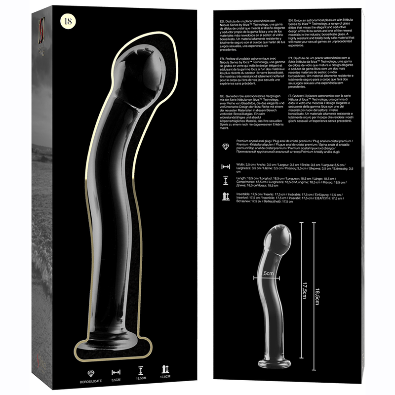 Nebula Series by Ibiza - Dildo de Cristal Borosilicato Transparente 18.5 cm
