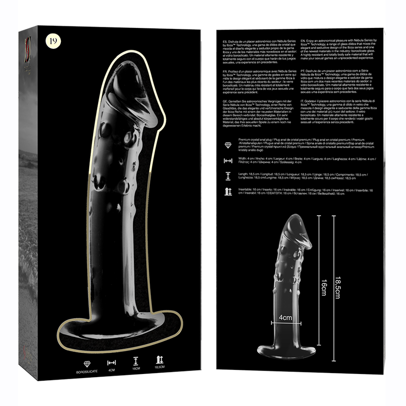 Nebula Series by Ibiza - Dildo de Cristal Borosilicato Transparente 18.5 cm