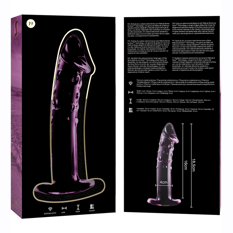 Nebula Series by Ibiza Model 19 - Dildo de Cristal Borosilicato Rosa 18.5 cm