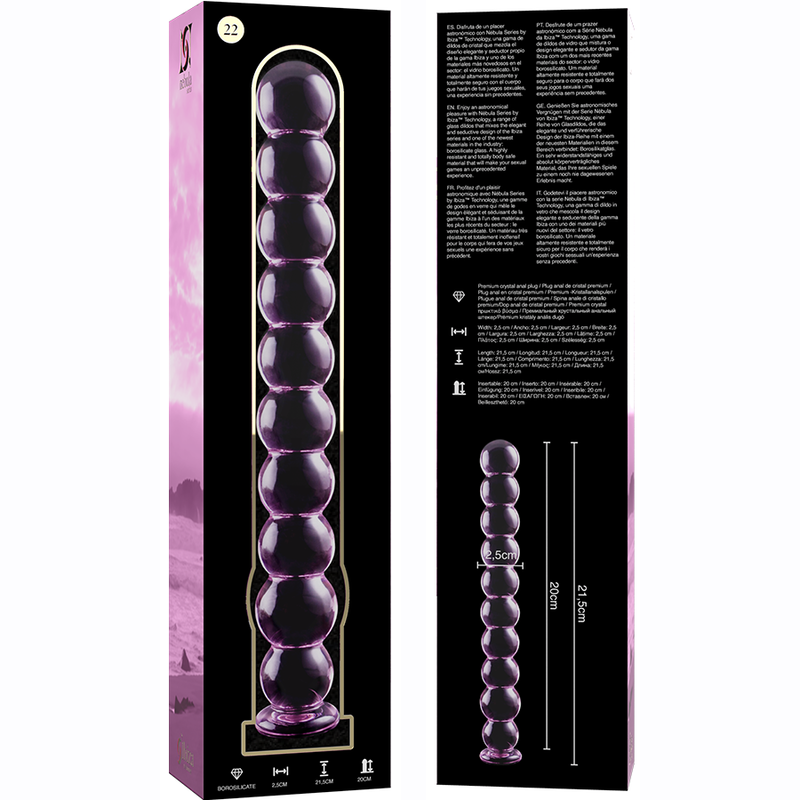 Nebula Series by Ibiza Model 22 - Dildo de Cristal Borosilicato Rosa 21.5 cm