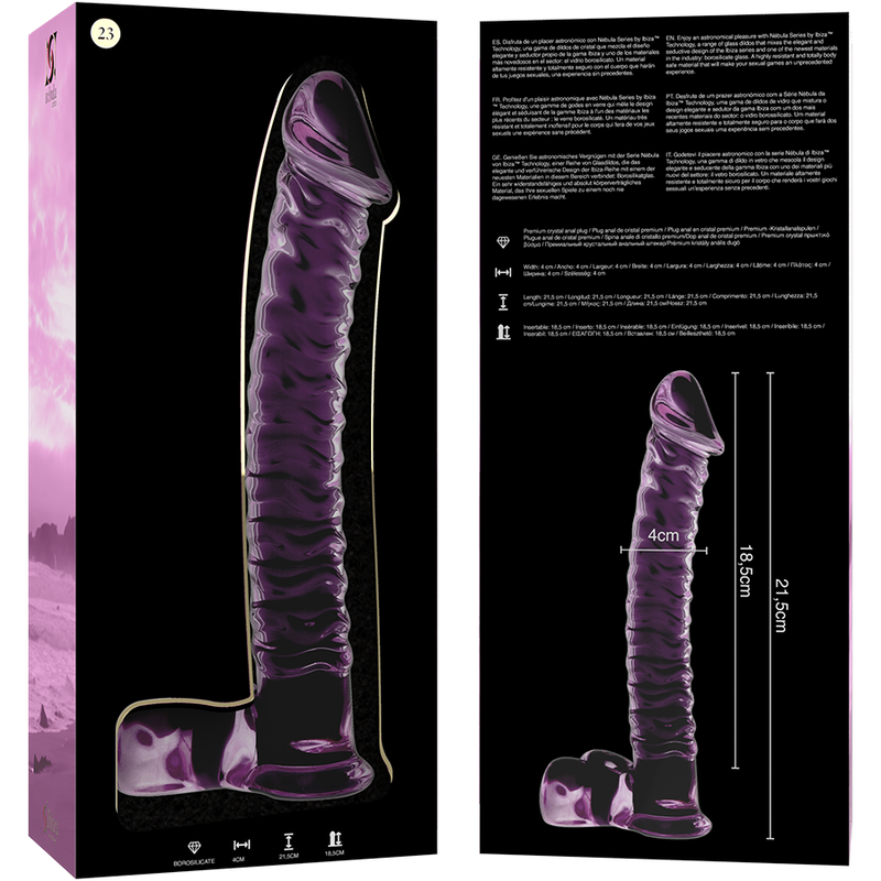 Nebula Series by Ibiza Model 23 - Dildo Borosilicate Glass Rosa 21.5 cm