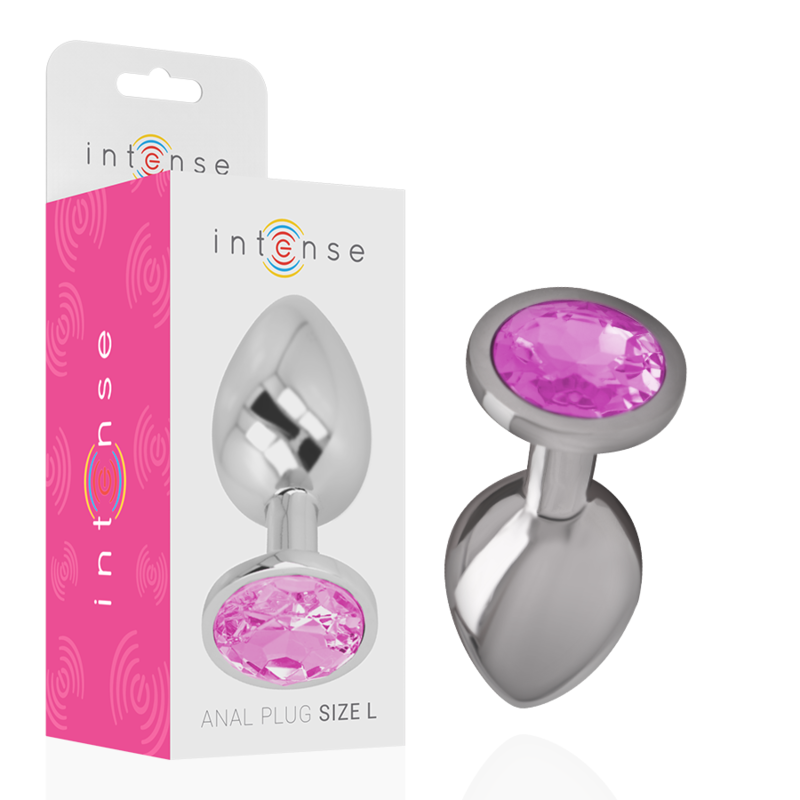Plug Anal Metal Aluminio con Cristal Rosa Talla L - INTENSE