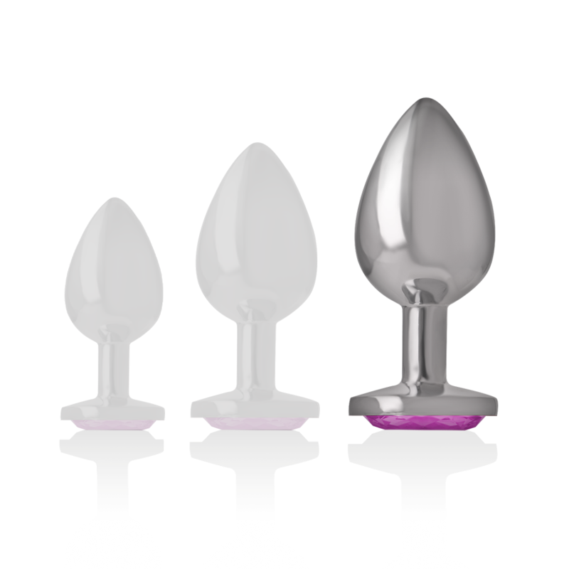 Plug Anal Metal Aluminio con Cristal Rosa Talla L - INTENSE