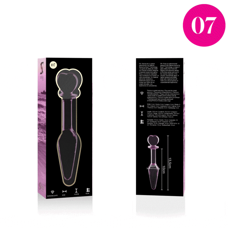 Nebula Series Model 7 - Plug Anal Vidrio Borosilicato Rosa 13.5 cm