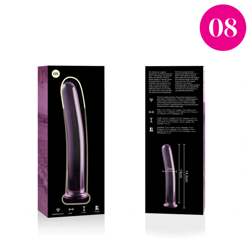 Nebula Series by Ibiza Model 8 - Dildo de Cristal Borosilicato Rosa 14.5 cm