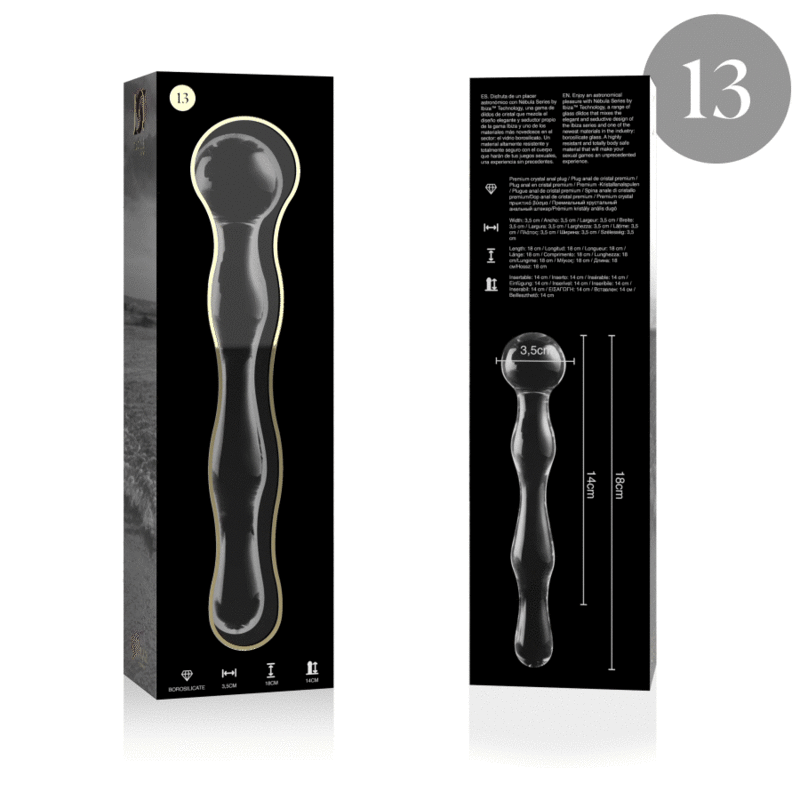 Nebula Series by Ibiza Model 13 - Dildo de Cristal Borosilicato Transparente 18 cm