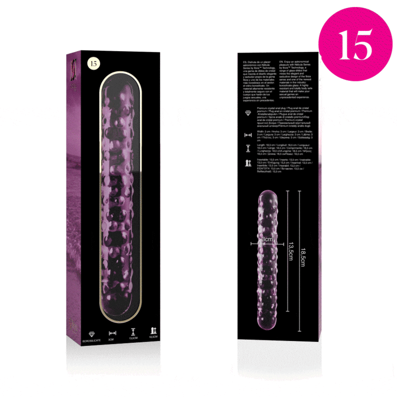 Nebula Series by Ibiza Model 15 - Dildo de Cristal Borosilicato Rosa 18.5 cm