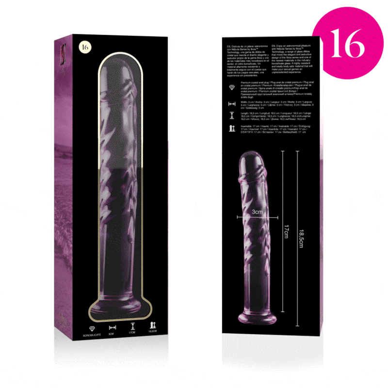 Nebula Series by Ibiza Model 16 - Dildo de Cristal Borosilicato Rosa 18.5 cm