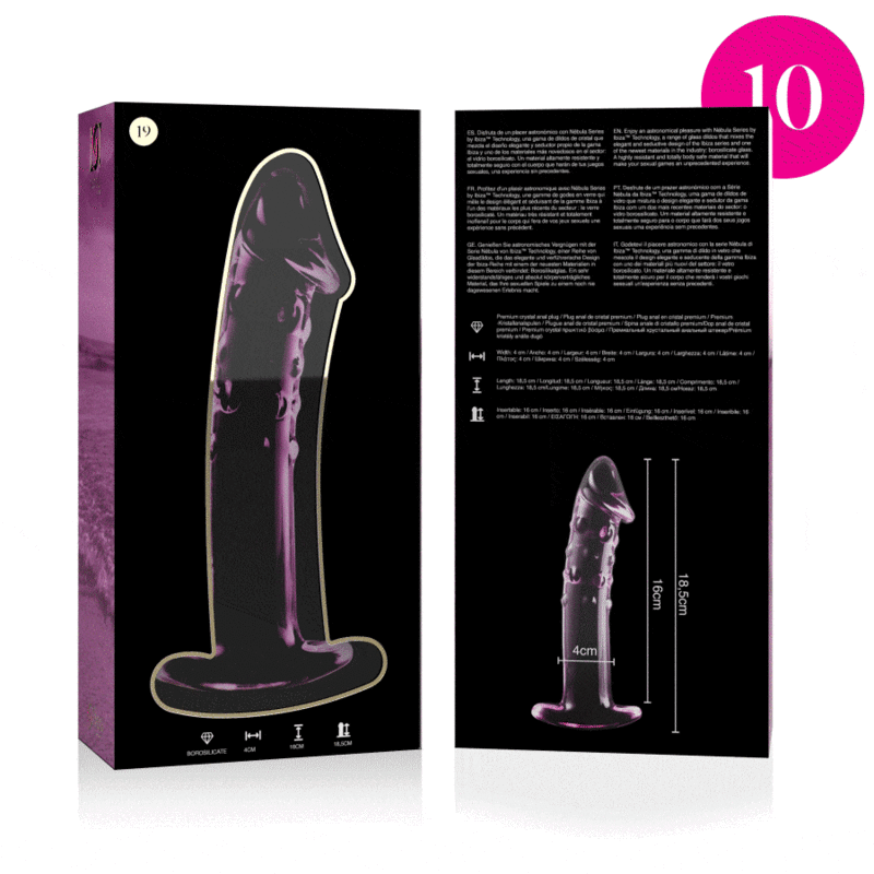 Nebula Series by Ibiza Model 19 - Dildo de Cristal Borosilicato Rosa 18.5 cm