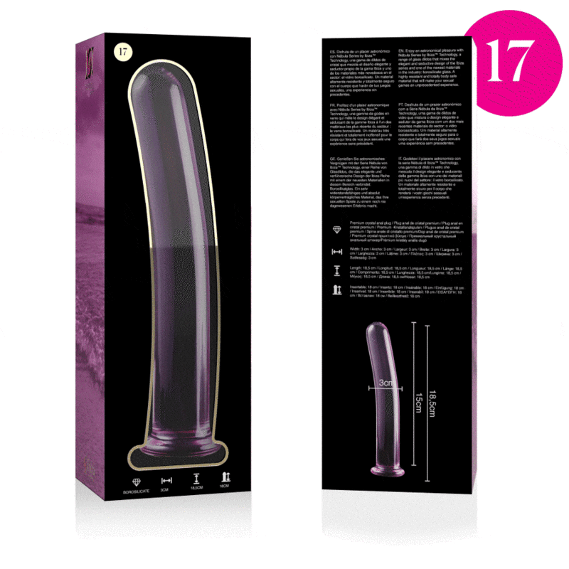 Nebula Series by Ibiza Model 17 - Dildo de Cristal Borosilicato Rosa 18.5 cm