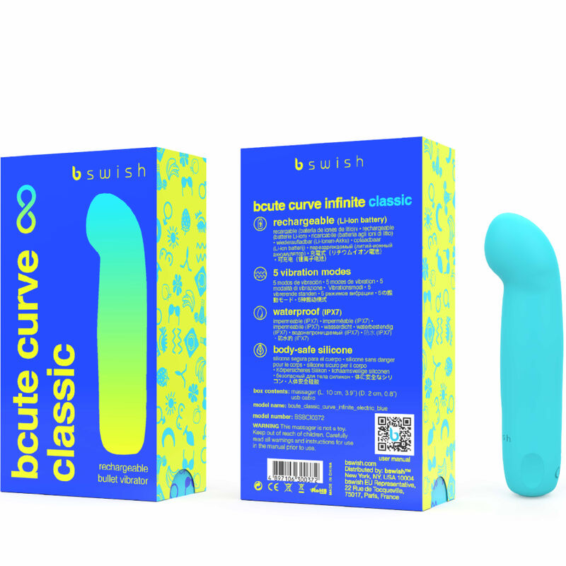B Swish bCute Curve Infinite Classic Vibrador Recargable Azul Silicona