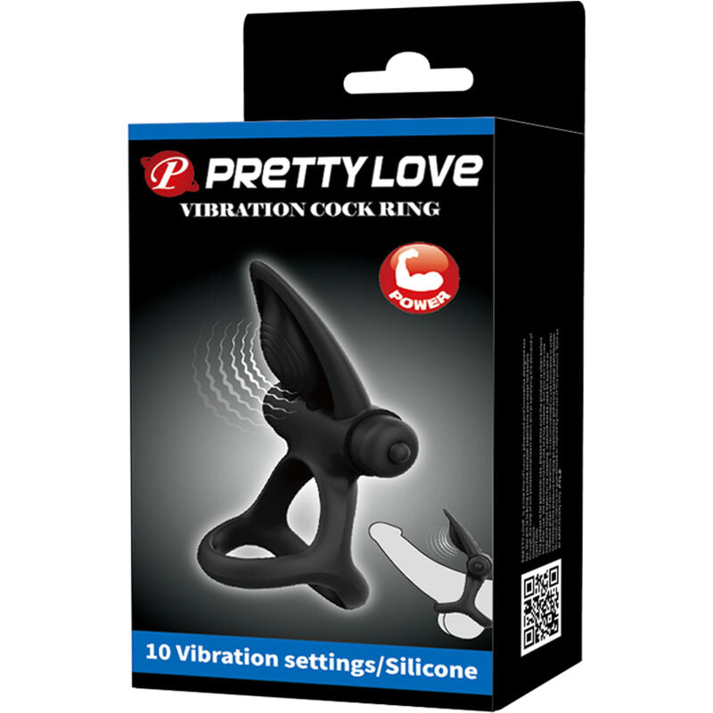 Pretty Love Vibrating Ring 10 Vibrations Black Silicone