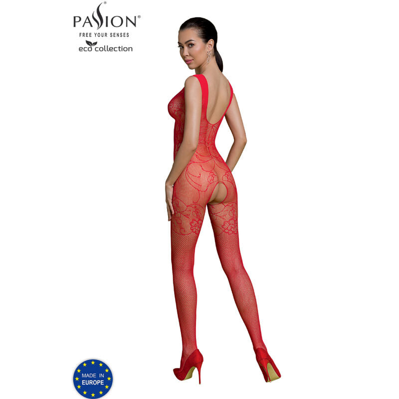 PASSION Eco Collection Bodystocking ECO BS012 Red - Lencería Erótica Sostenible