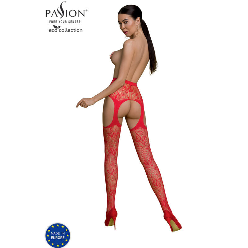 Passion Eco Collection Bodystocking Rojo - Diseño Transparente Elástico