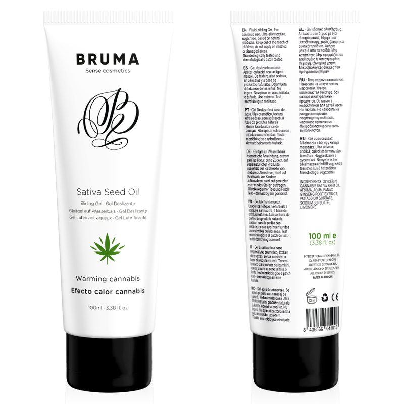 Bruma Sativa Seed Oil Sliding Gel Warming - Sabor Cannabis 100 ml