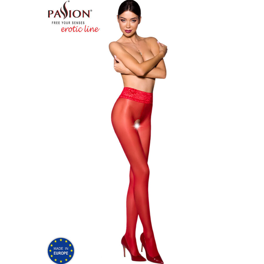 Passion TIOPEN 008 Medias Altas Rojo 30 DEN - Encaje Decorativo