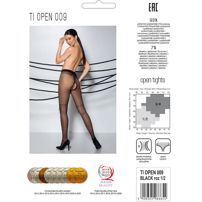 Medias Eróticas Tiopen 009 Negro 20 DEN - Diseño Corsé con Cortes Estratégicos