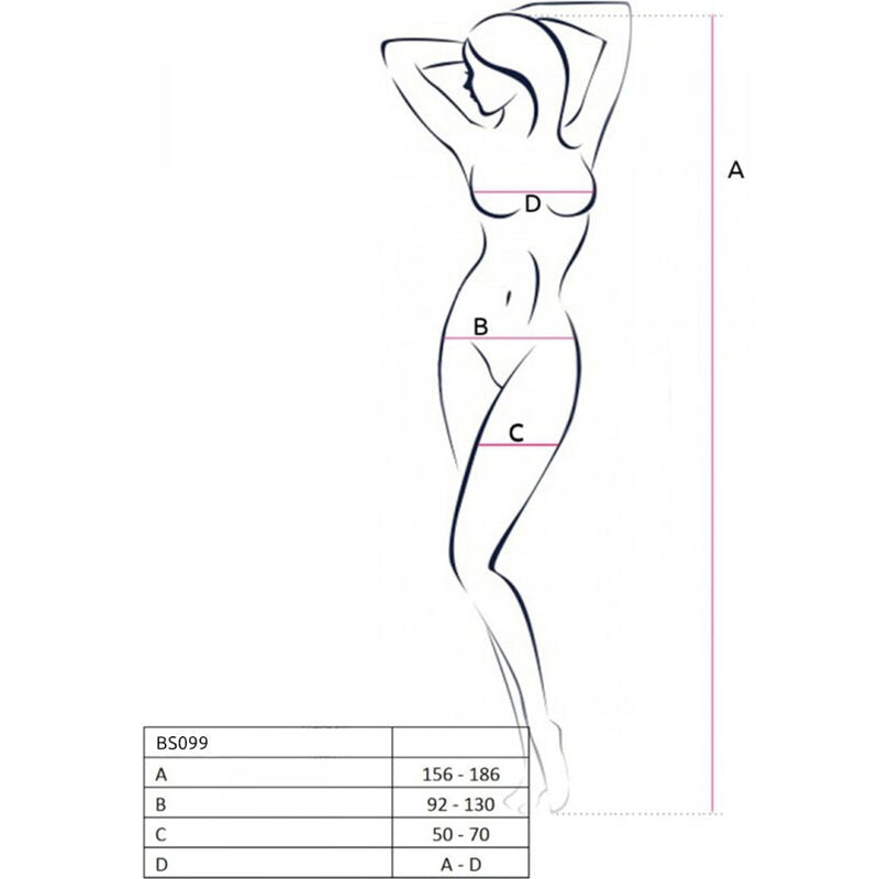 Passion BS099 Bodystocking Rojo - Catsuit Transparente One Size