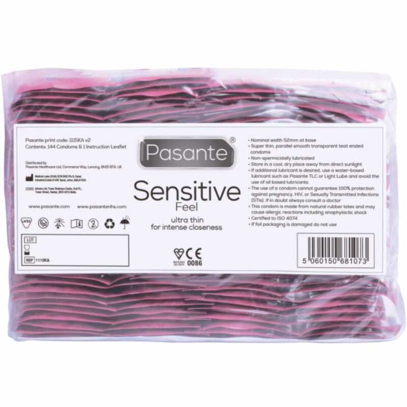 Pasante Sensitive Feel - Pack de 144 Preservativos Finos de Látex