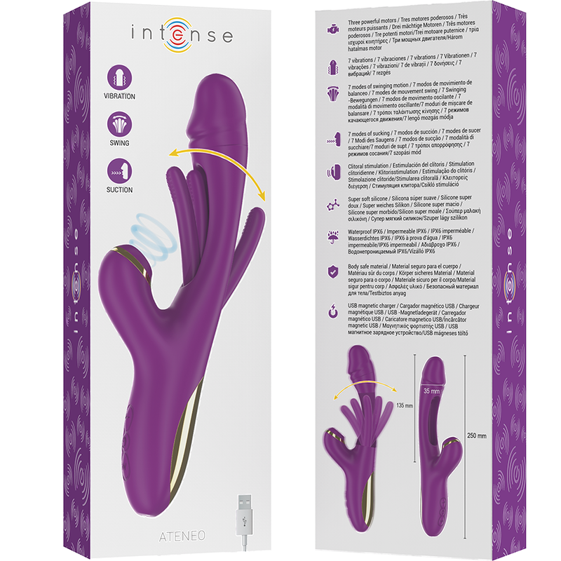 Intense Ateneo - Vibrador Recargable Multifunción con Lengua Oscilante y Succionador
