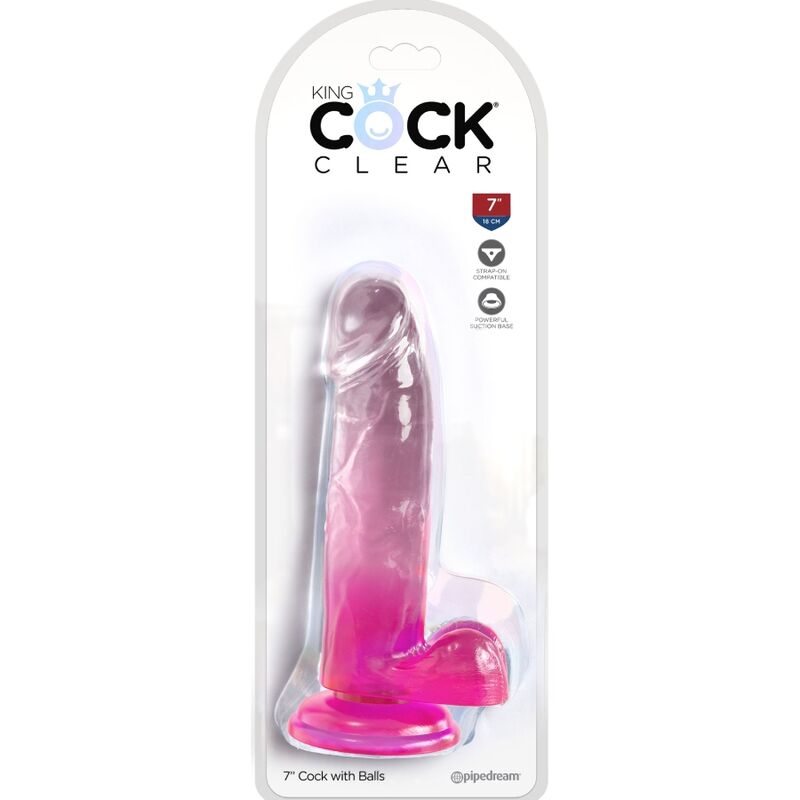 King Cock Clear Realistic Penis with Balls 15.2 cm Pink