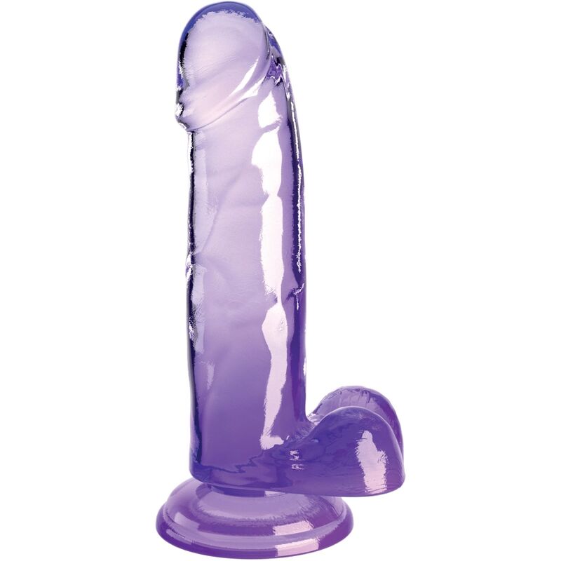 King Cock Clear Realistic Penis with Balls 15.2 cm Purple